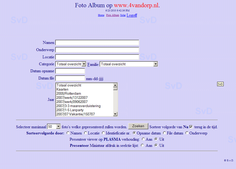 Fotoalbum zoek pagina